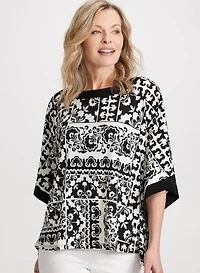 Paisley Print Poncho Effect Top