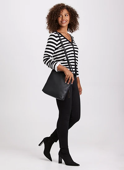 Striped Cardigan & Slim Leg Jeans