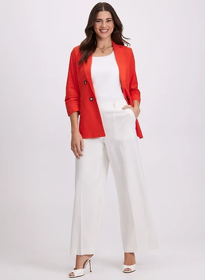 Blazer en mélange de lin et pantalon Olivia large 