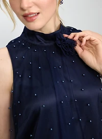 Robe cocktail transparente à perles tonales