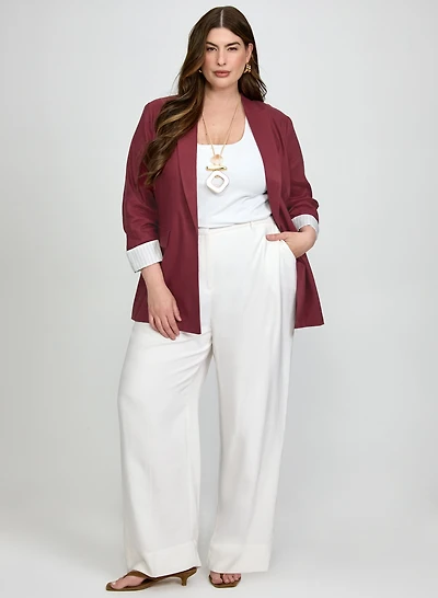 Blazer en mélange de lin et pantalon Olivia à jambe large