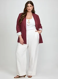 Blazer en mélange de lin et pantalon Olivia à jambe large