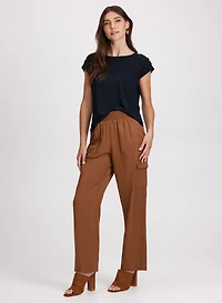 Button Shoulder Detail Top & Cargo Pants