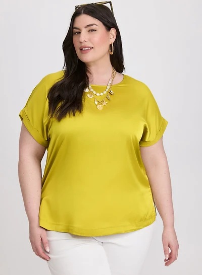 Satin Drop Shoulder Top