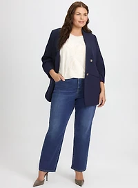 Shawl Collar Blazer & Straight-Leg Jeans