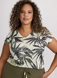 Embellished Palm Print T-Shirt