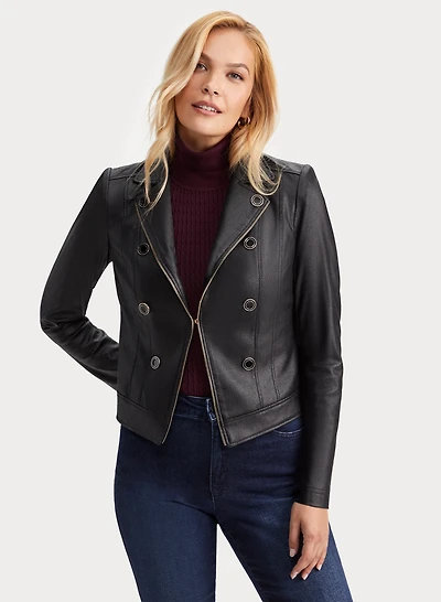 Veste en faux suède à boutons