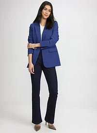 Belted Peaked Lapel Blazer & Pull-On Jeans