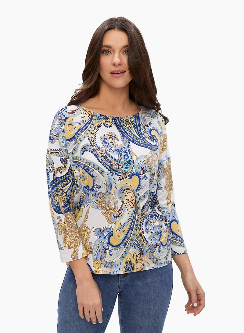 T-shirt manches 3/4 à motif cachemire