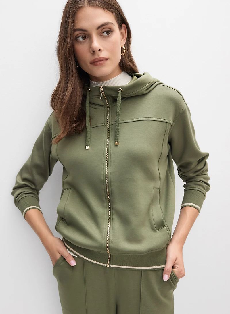 Hooded Contrast Trim Jacket