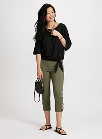 3/4 Sleeve openwork Top & Pull-On Bengaline Capris