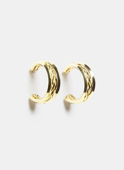 Boucles d'oreilles en anneaux à effet tressé
