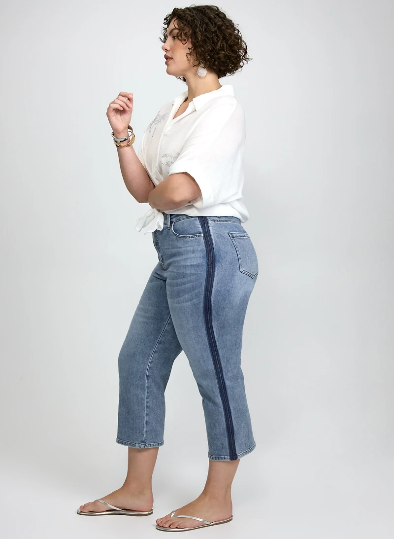 Capri en denim à bande