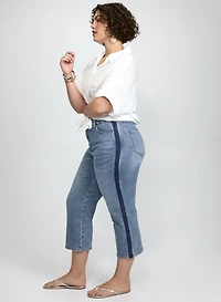 Capri en denim à bande