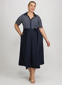 Robe midi ajustée et évasée