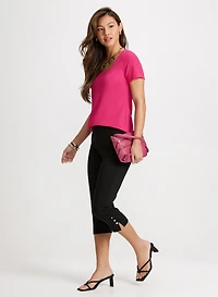 Square Neck Knit Top & Pull-On Bengaline Capris