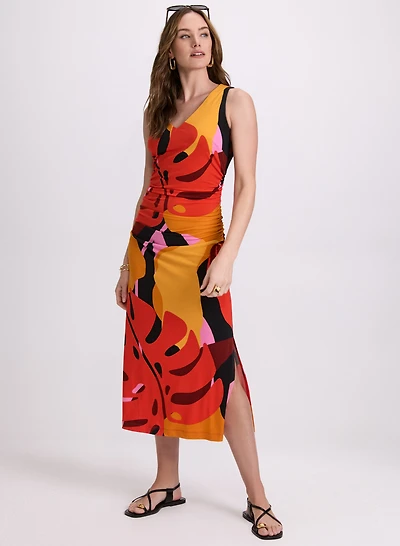 Ruched Palm Leaf Dress