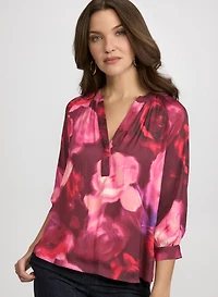 Floral Split-Neck Blouse