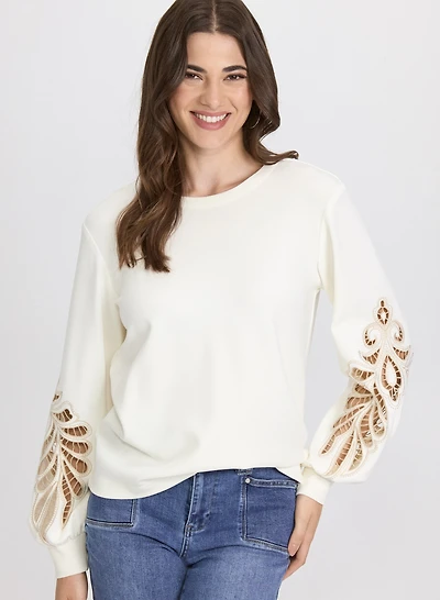 Embroidered Sleeve Top