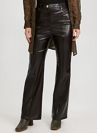 Vegan Leather Flare-Leg Pants