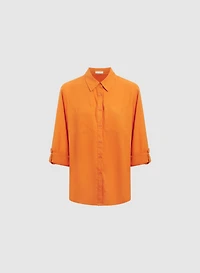 Linen-Blend Button-Down Blouse
