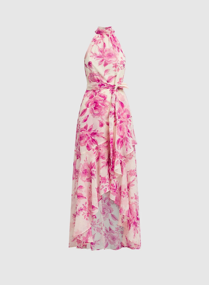 Robe florale à col licou