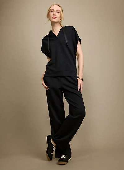 V-Neck Scuba Top & Straight-Leg Pull-On Pants