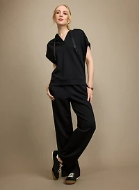 V-Neck Scuba Top & Straight-Leg Pull-On Pants