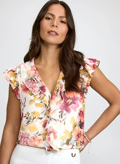 Blouse fleurie en chiffon