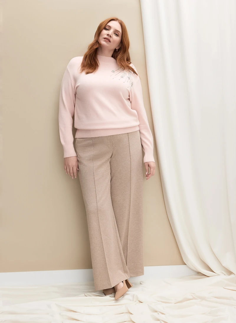 Pull en tricot à détails à cristaux et pantalon à enfiler en serg