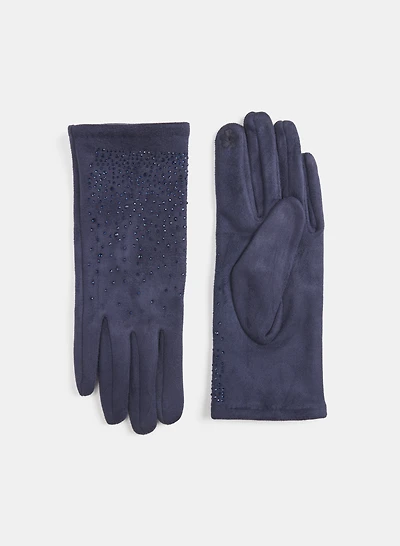 Gants en suède végane à strass 