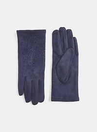 Gants en suède végane à strass 