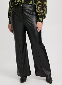 Vegan Leather Flare-Leg Pants