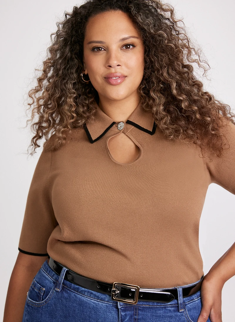 Keyhole Detail Polo Sweater