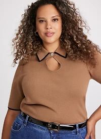 Keyhole Detail Polo Sweater