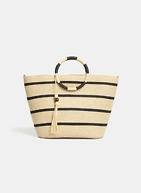 Striped Straw Tote Bag