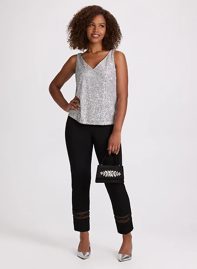 Débardeur à séquins et pantalon Sofia à jambe étroite à billes