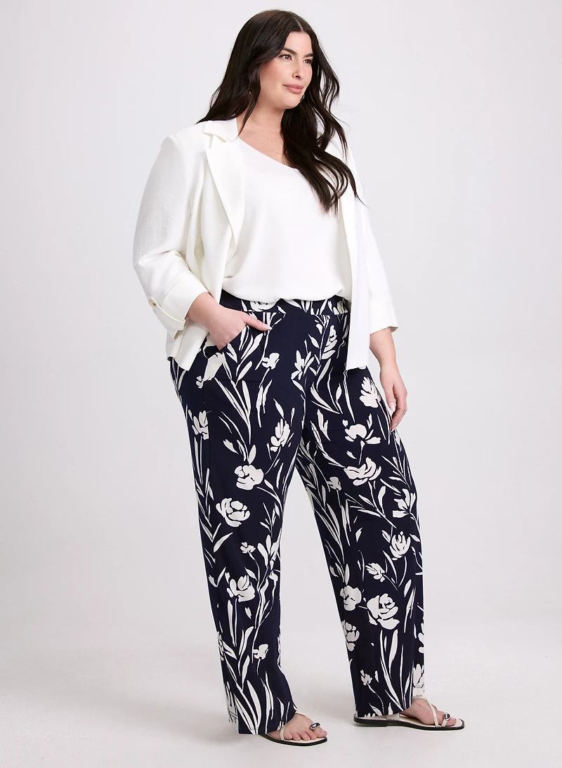 Veste courte à manches 3/4 et pantalon floral à enfiler