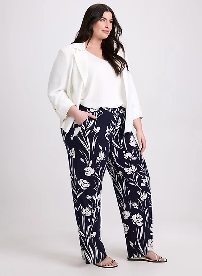 Veste courte à manches 3/4 et pantalon floral à enfiler