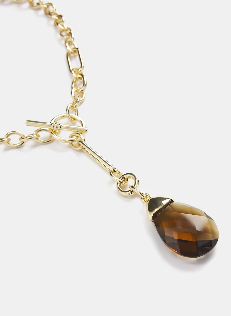 Faceted Stone Toggle Necklace