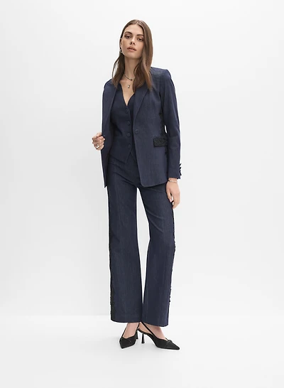 Lace Detail Denim Blazer & Pants