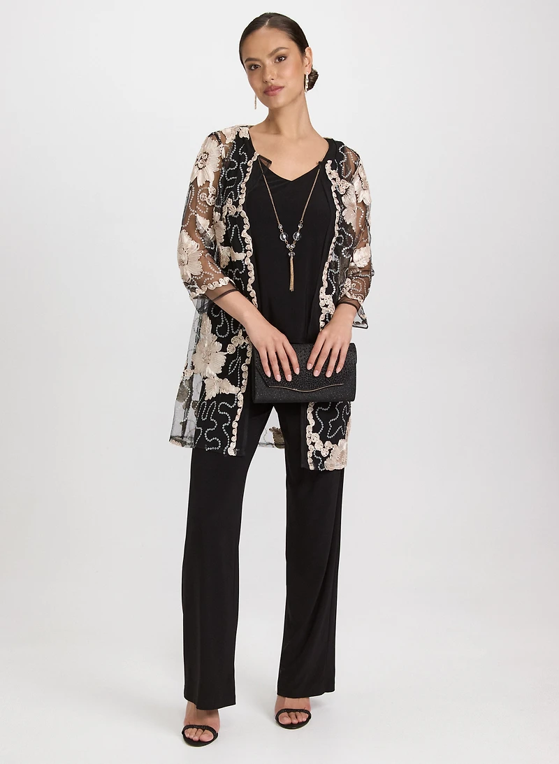 Lace Jacket, Top & Pants Set