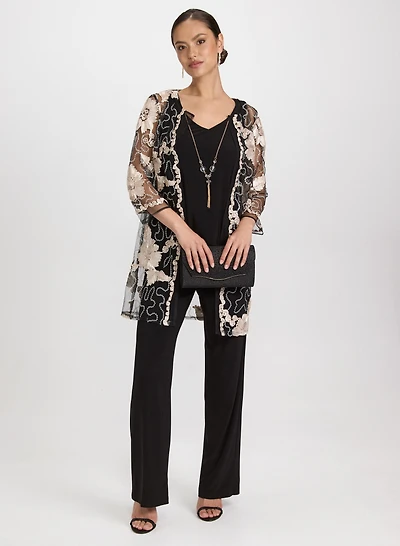 Lace Jacket, Top & Pants Set