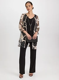 Lace Jacket, Top & Pants Set