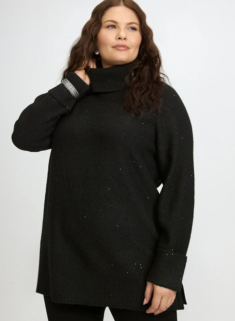 Rhinestone Cowl Neck Tunic