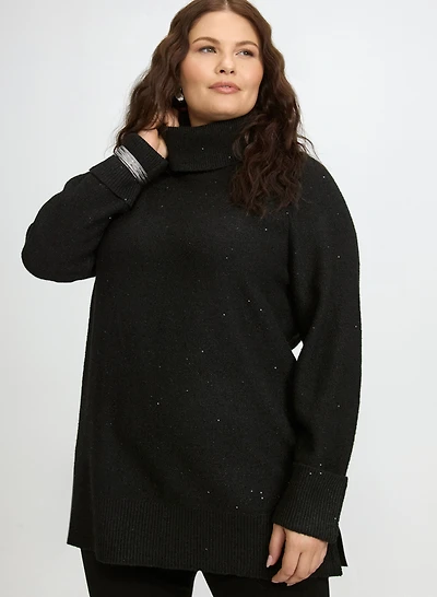 Rhinestone Cowl Neck Tunic