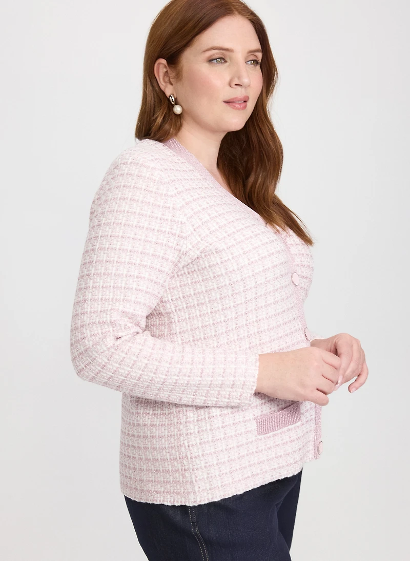 Cardigan boutonné en bouclé