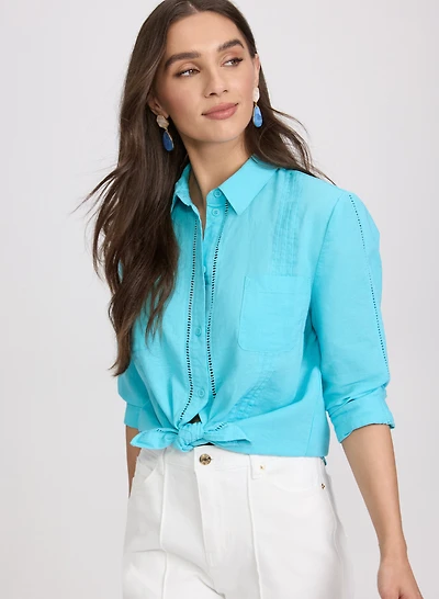 Blouse en mélange de coton et lin