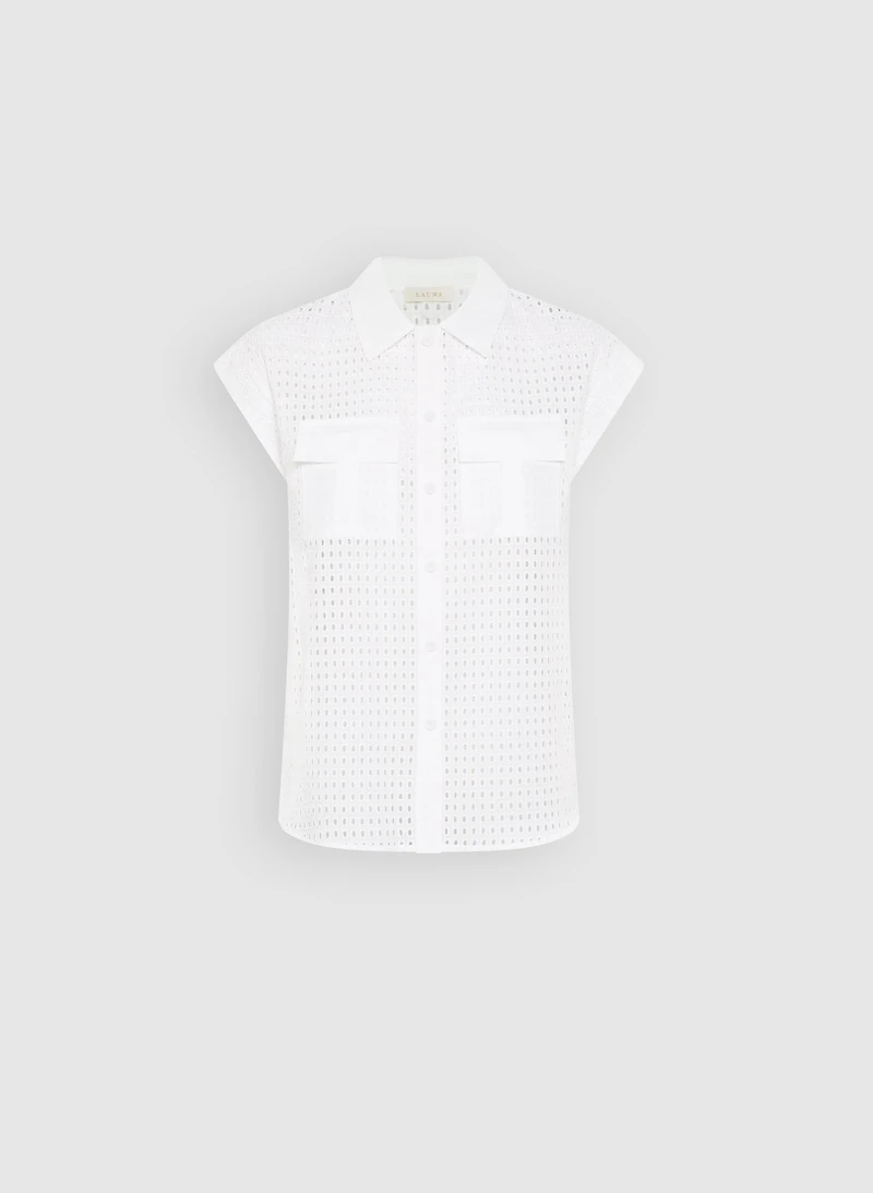 Eyelet Button-Down Blouse