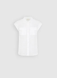 Eyelet Button-Down Blouse
